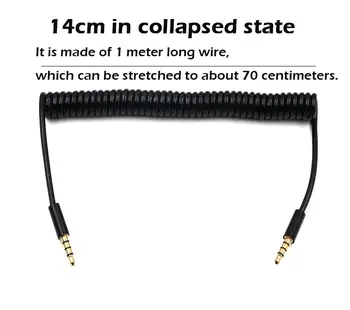 Kabel Rallonge Jack 3,5 mm, 4-3pólový, TRRS-TRRS samec-samice samec-samec, stereo audio, AUX, pružinový spirálový, pro sluchátka 10 nejlepší prodej 3,5mm jack 4pólový - №1