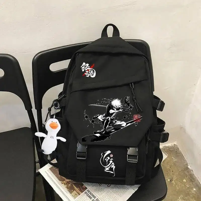 

Anime Game Black White Gintama Student Teens School Bags Backpacks