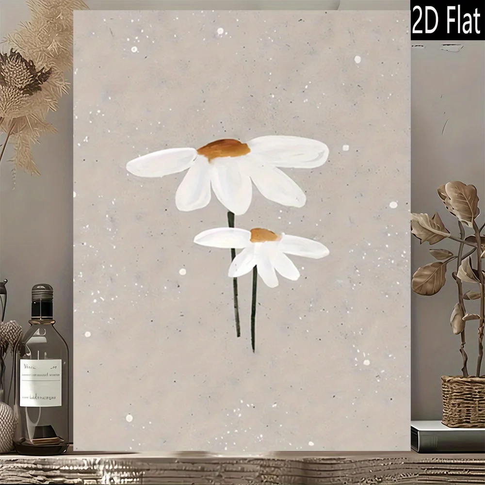 

1pc Minimalist White Daisy Floral Wall Art Print,Noframed Beige & White Floral Wall Art Poster for Living Room and Bedroom Decor