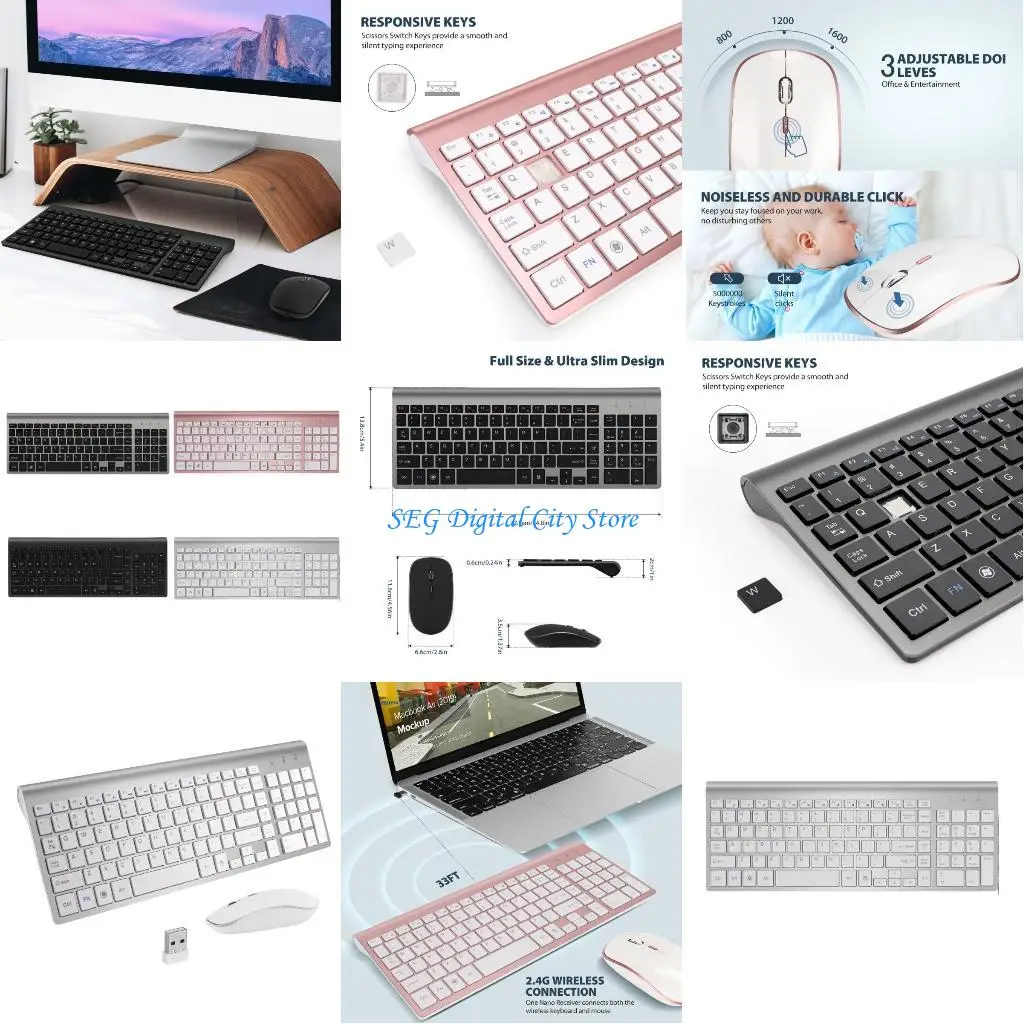 

U75B 2.4G Wireless Keyboards Mouse Combos Rechargeable Full Size Wireless Keyboards