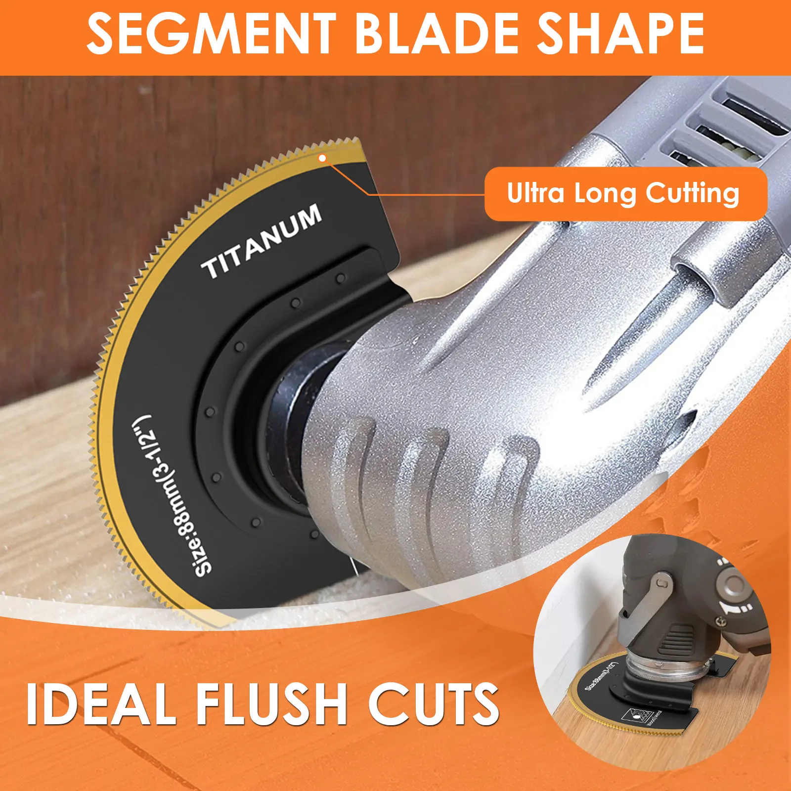 Multipurpose Titanium Bi-Metal Oscillating Saw Blade Universal Semi-Circle Cutting Multitool Blades with 3 Spacer Adapters
