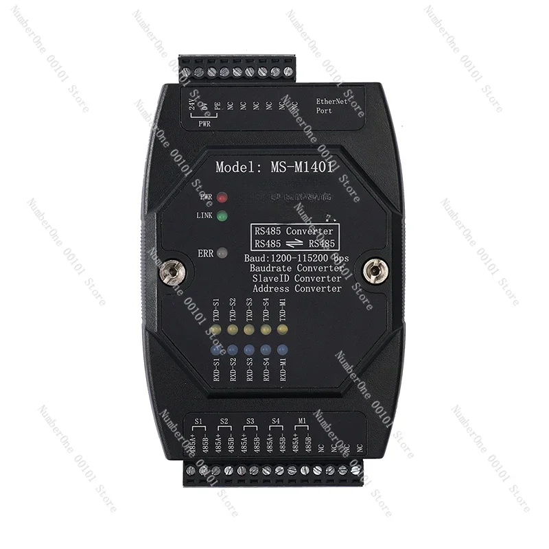 4-Port RS485 Hub Modbus RTU Converter,  Communication Splitter with Baud Rate/Address Configuration for Industrial Sensors