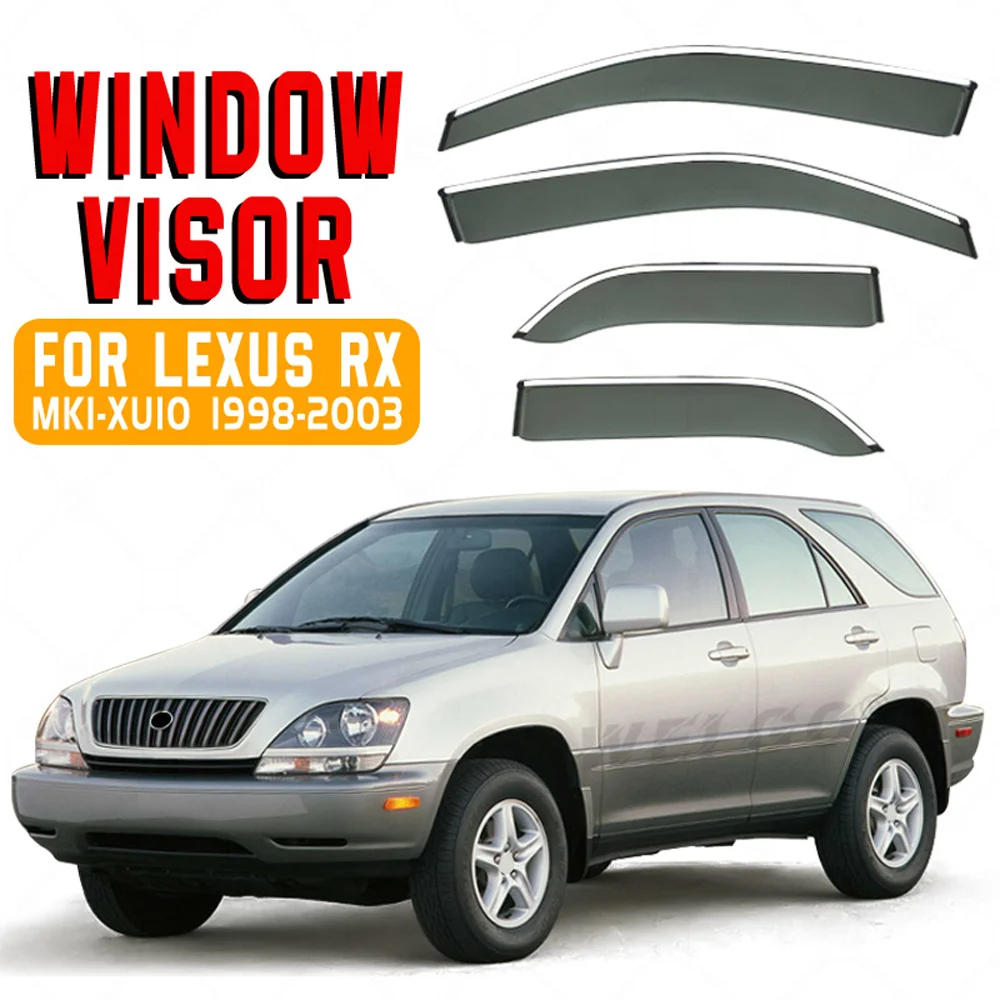 

Chrome Strips Rain Guards for LEXUS RX (XU10) 1998-2003 Window Visor Wind Deflectors Door Visor Vent Shades Ventvisor