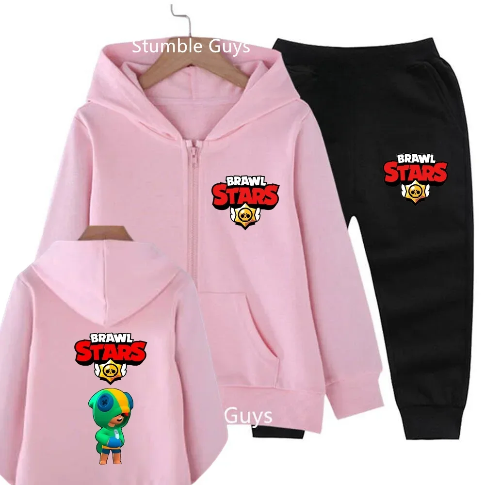 Fashion Game Brawls Hoodie Set Kids Autumn Anime Narutos One Piece Sonic Boys Jacket Trucksuit  Toddler Girl Clothes