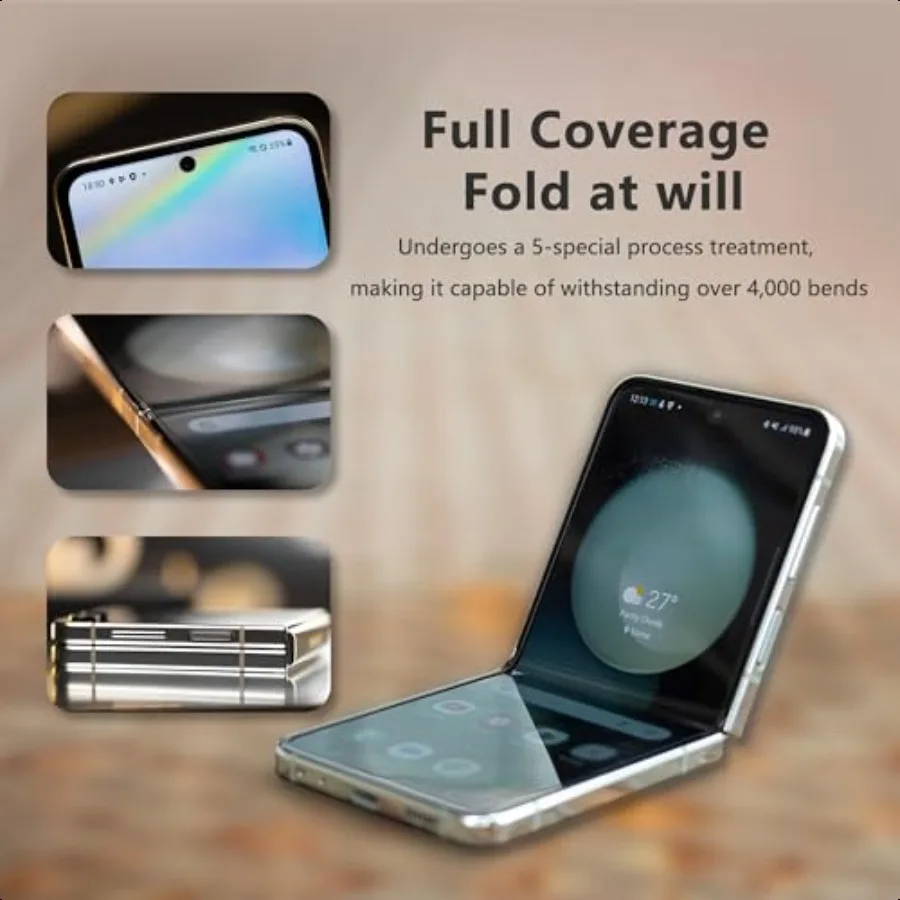 HOMEMO 2 + 2 حزمة لهاتف سامسونج جالاكسي Z Flip 3 واقي شاشة 2 حزمة طبقة مرنة من البولي يوريثان الحراري مع واقي عدسة الكاميرا سهل التركيب