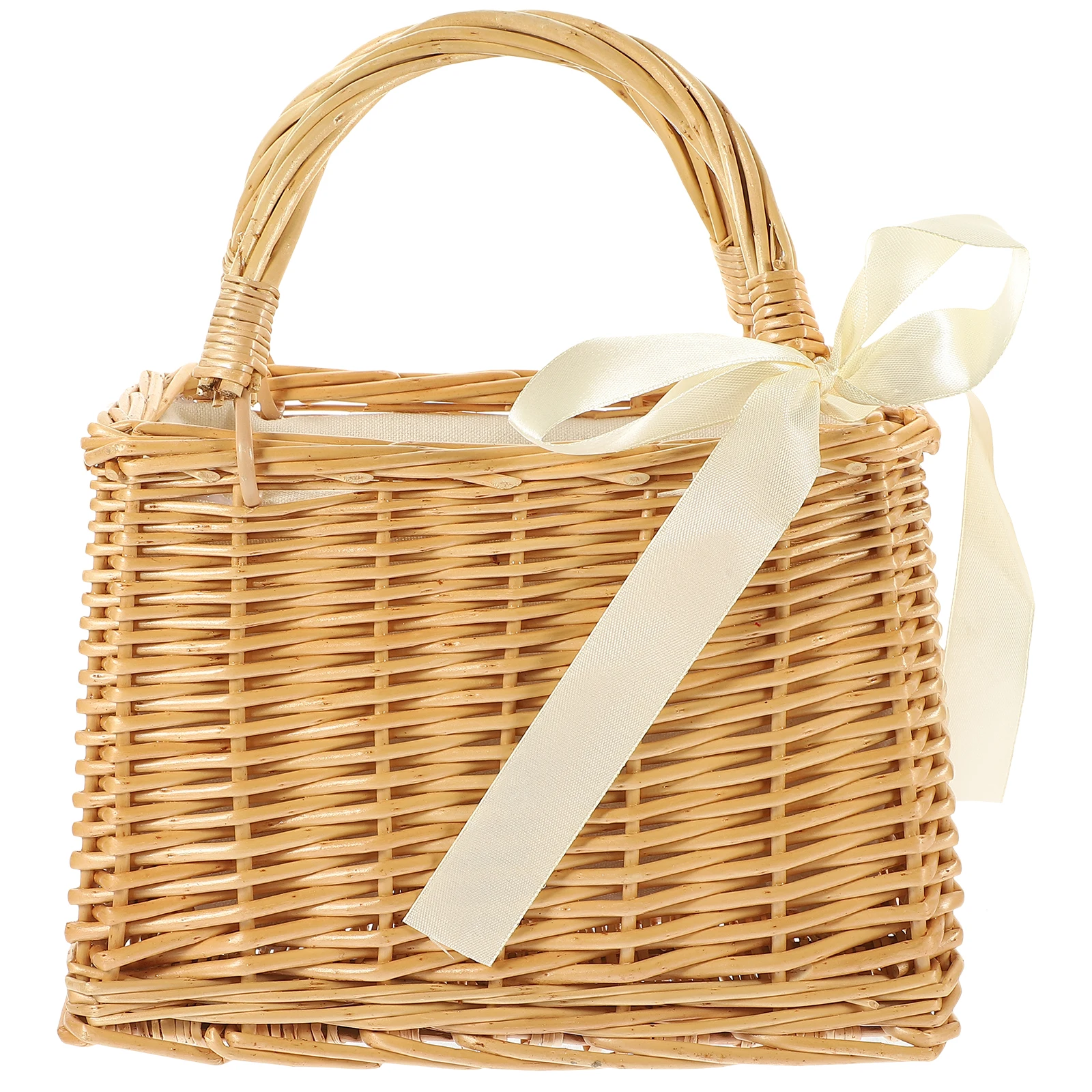 

Wicker Hand Basket Rattan Flower Woven Handbag Baskets Storage Decorative Natural Material Breathing Home Office