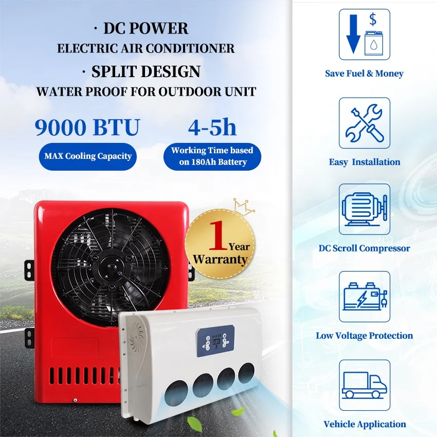 12 Volt/24 Volt Andere Airconditioningsystemen 12 V/24 V Dc Aangedreven Mini Split Parking Airconditioner Elektrische Ac Unit Voor Vrachtwagen