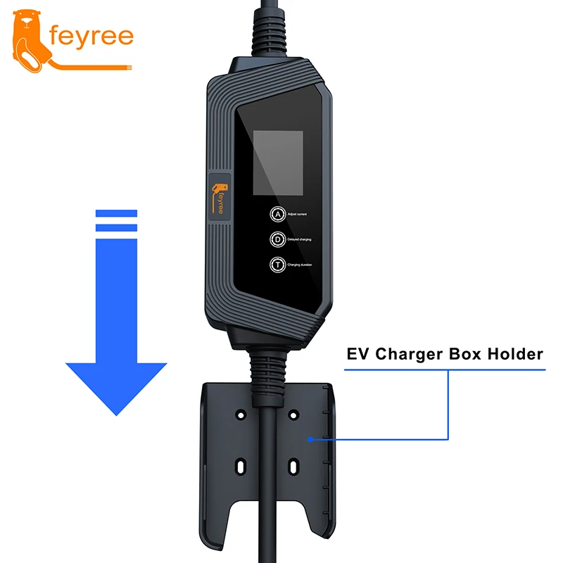 feyree Type1 Portable EV Charger 7KW 32A 1Phase with j1772 Connector Charging holder 5m Cable bag and Charging Box Holder