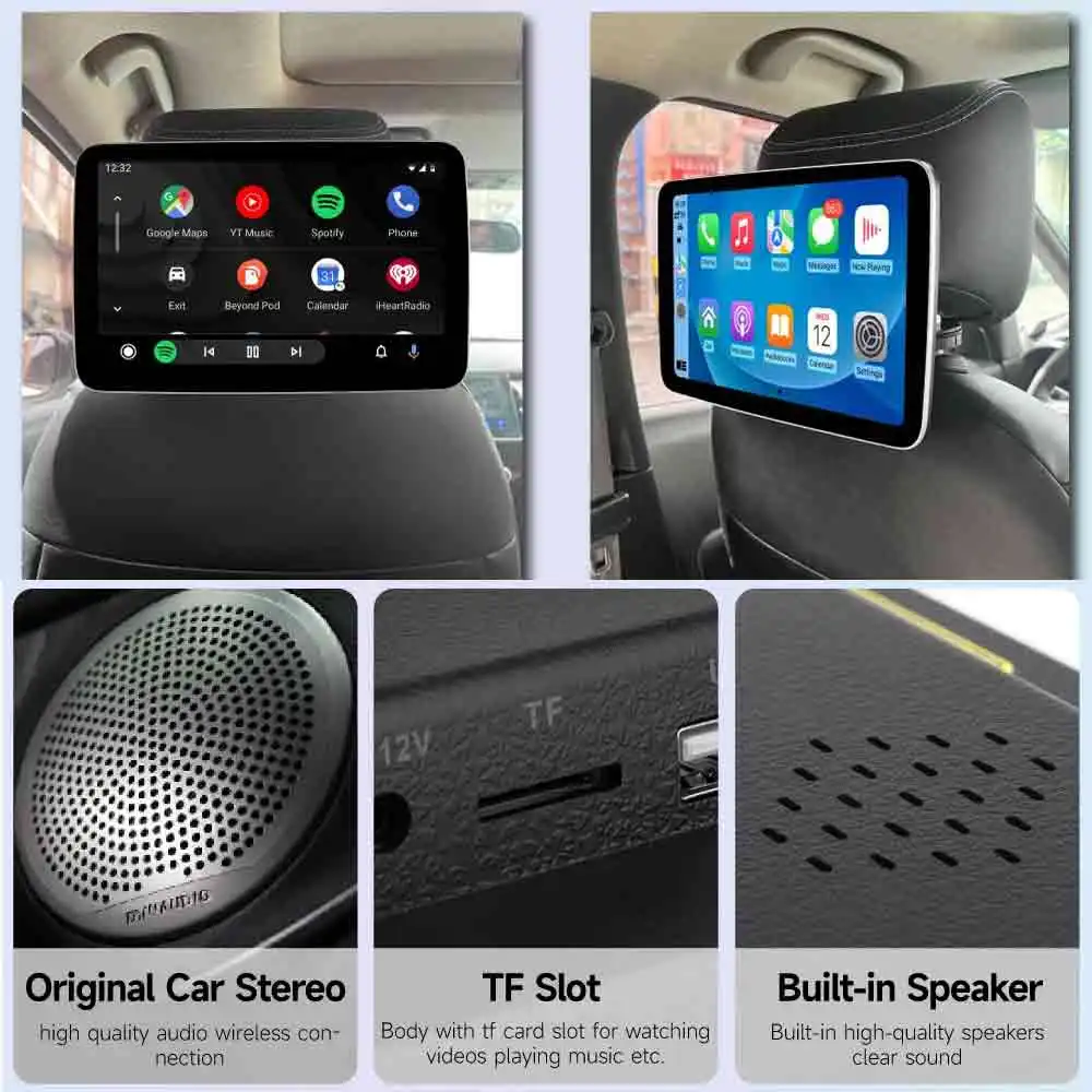 Android Bluetooth AirPlay New Headrest Monitor Display IPS Tablet Touch Screen For Car Rear Seat Player Movies/Netflix/Youtube image 3