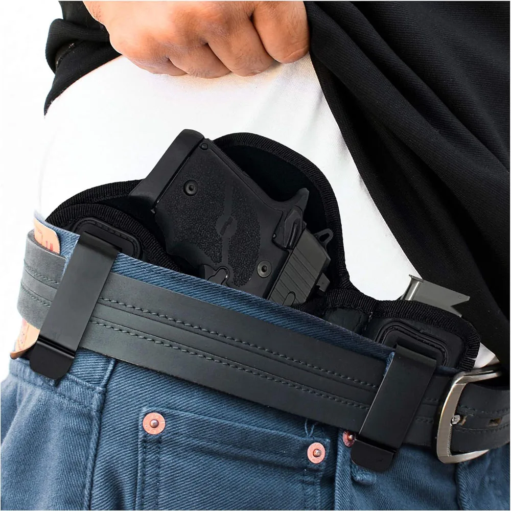 Tactical Concealed Gun Holster Outdoor Hunting PU Leather Pistol Pouch with Mag Pouch for Glock 19 42 43 Sig Sauer Kahr Bersa