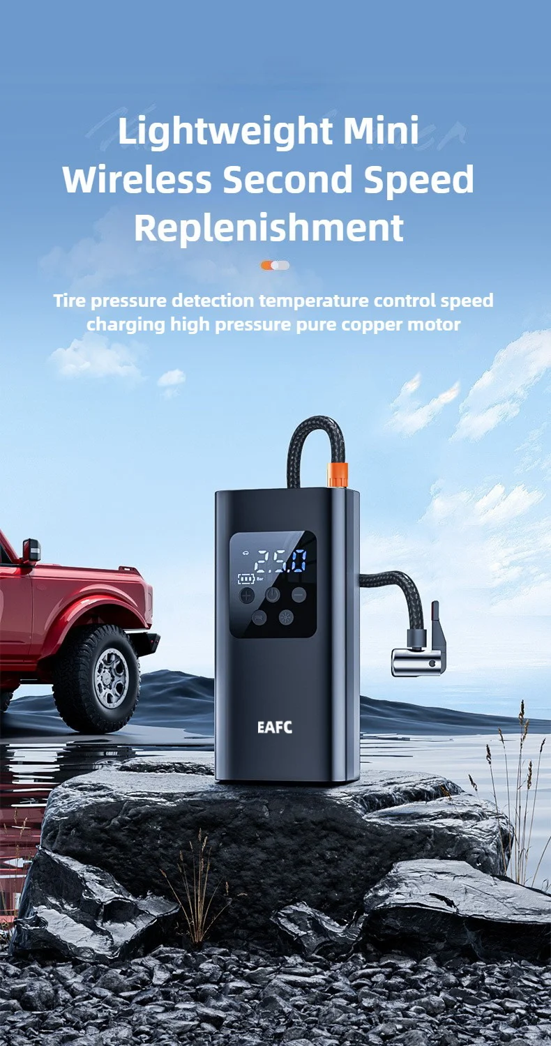 Neue Auto aufblasbare Pumpe USB-Aufladung drahtlose Handheld elektrische 120w digitale Auto Luft kompressor Pumpe für Motorräder Autos LKW – Detail 1
