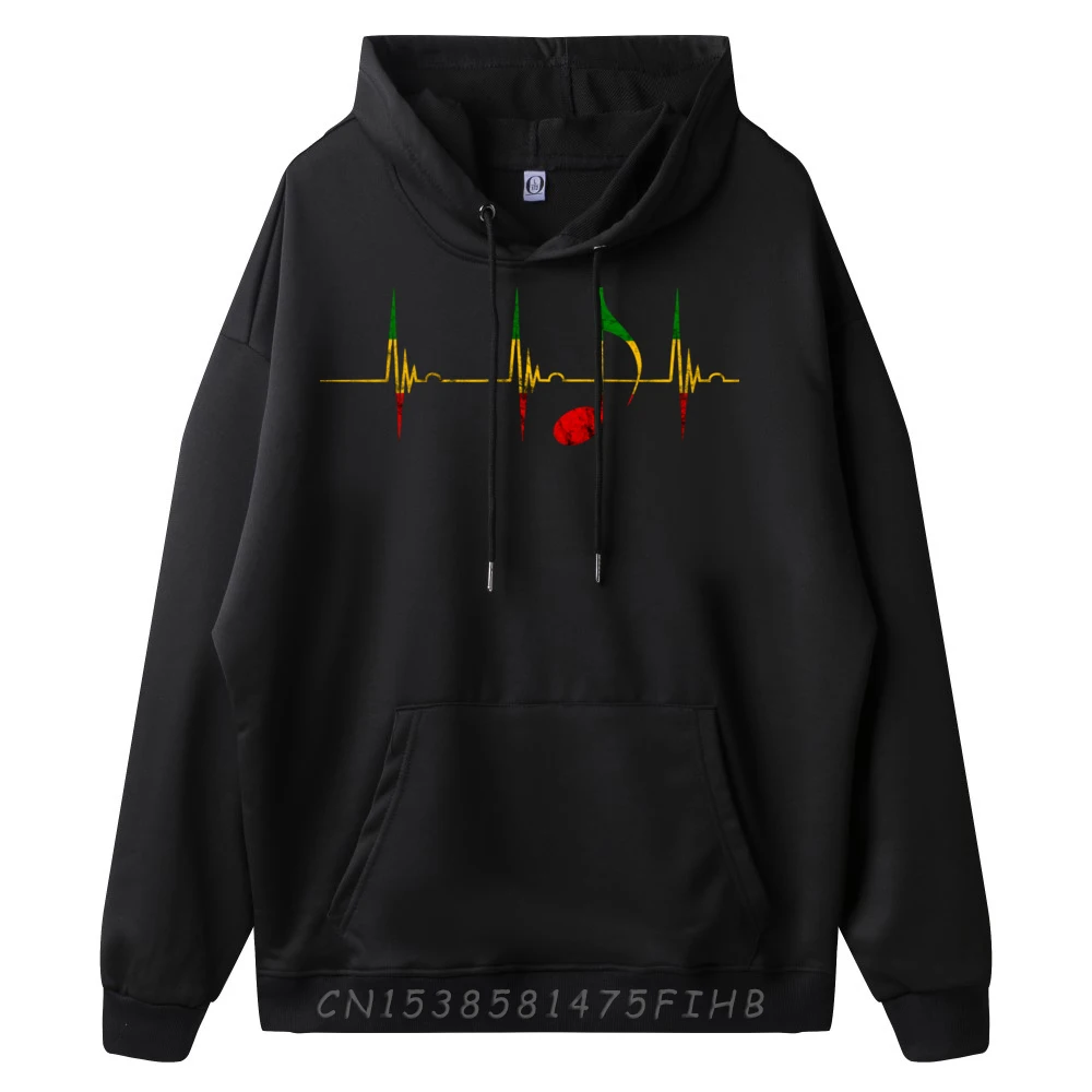 Rasta Reggae Music Notes Heartbeat Ekg Pulse Clefs Plain Hoodie Band Hoodies Big And Tall Man Hooded Shirt