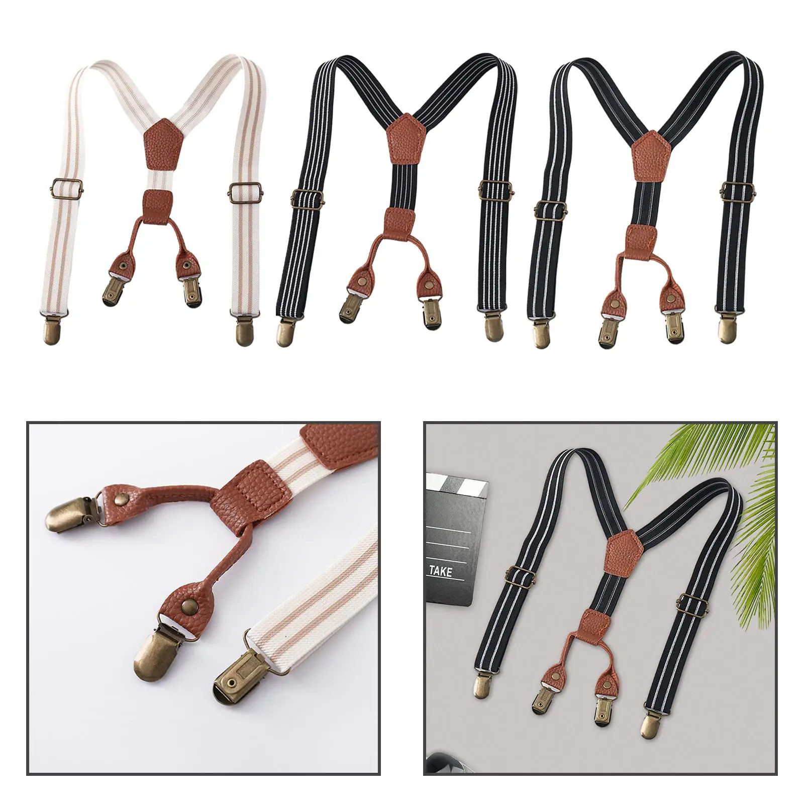 Kids Suspenders Adjustable Elastic Suspenders with 4 Clips Children Brace Boys Girls Heavy Duty Tuxedo Suspenders for Halloween