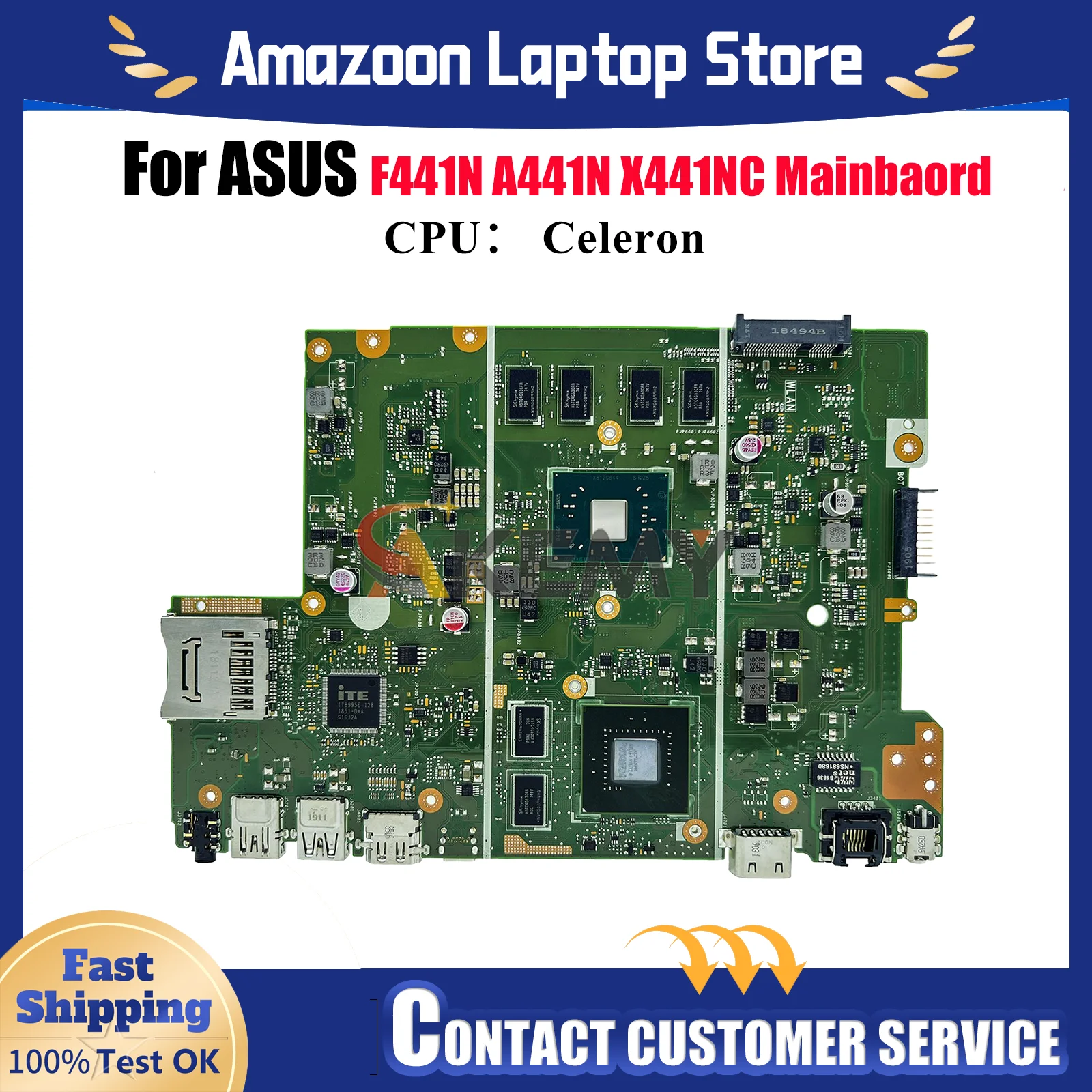 

Материнская плата для ноутбука X441NC для ASUS VivoBook F441N X441N X441NC A441N, материнская плата для ноутбука с процессором Celeron, 100% тестирование, ОК, быстрая доставка