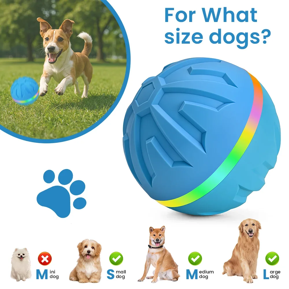 

Smart Dog Toy Ball Automatic Interactive Pet Electronic Rolling USB Rechargeable Moving Bouncing for Puppy to Large dog Chew Toy