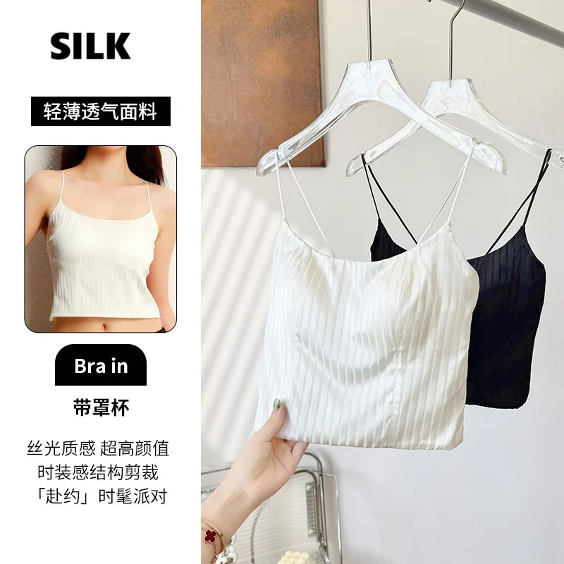 

white top summer silk cami sexy women tops crop tank bralette lingerie womens corset strap cute halter ladies spaghetti fashion