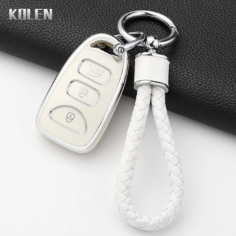 Fashion TPU Car Key Case Cover For HYUNDAI KIA Tuscon Elantra Rio Sportage Rondo Accent Protected Shell Keychain Fob Accessories view 6