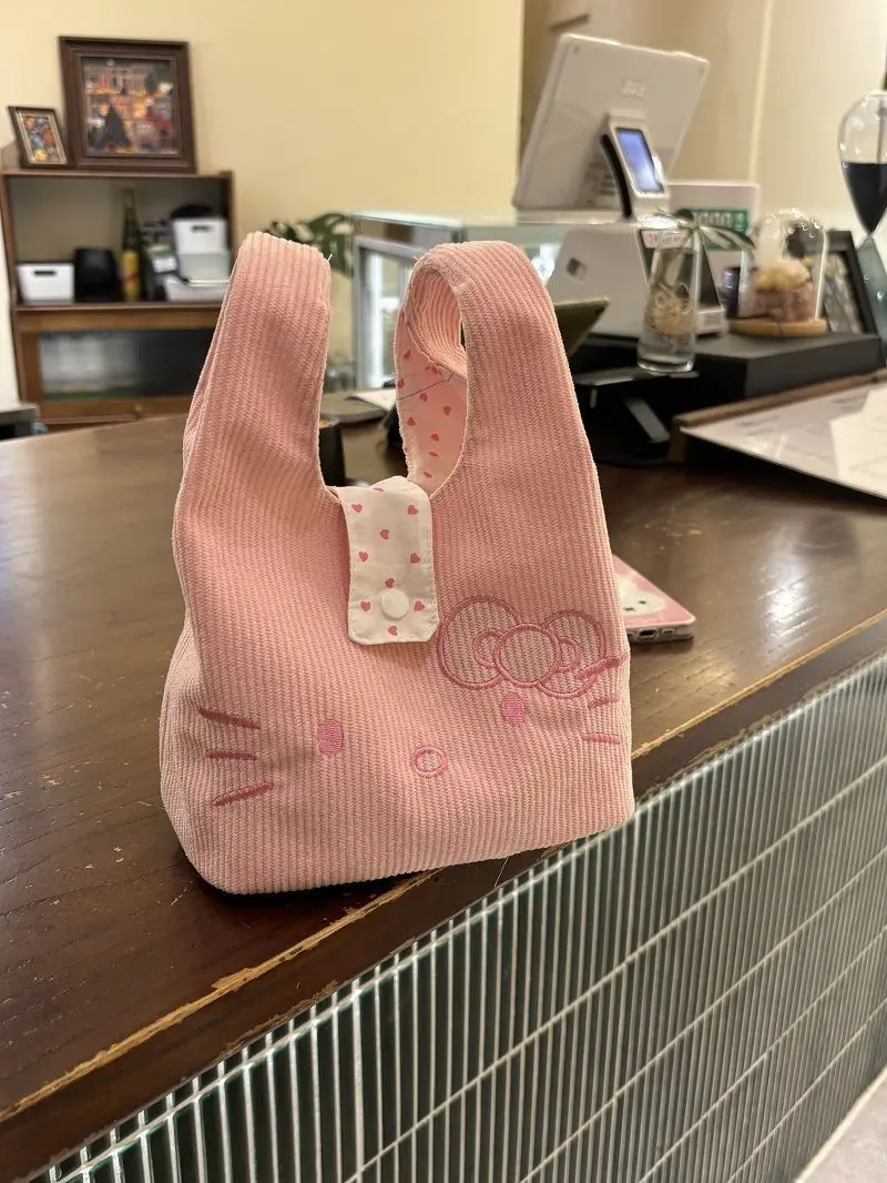 

Милая розовая сумка-клатч Hello Kitty из вельвета с вышивкой, портативная сумочка для повседневного использования, органайзер для хранения, кошелек для монет, подарки