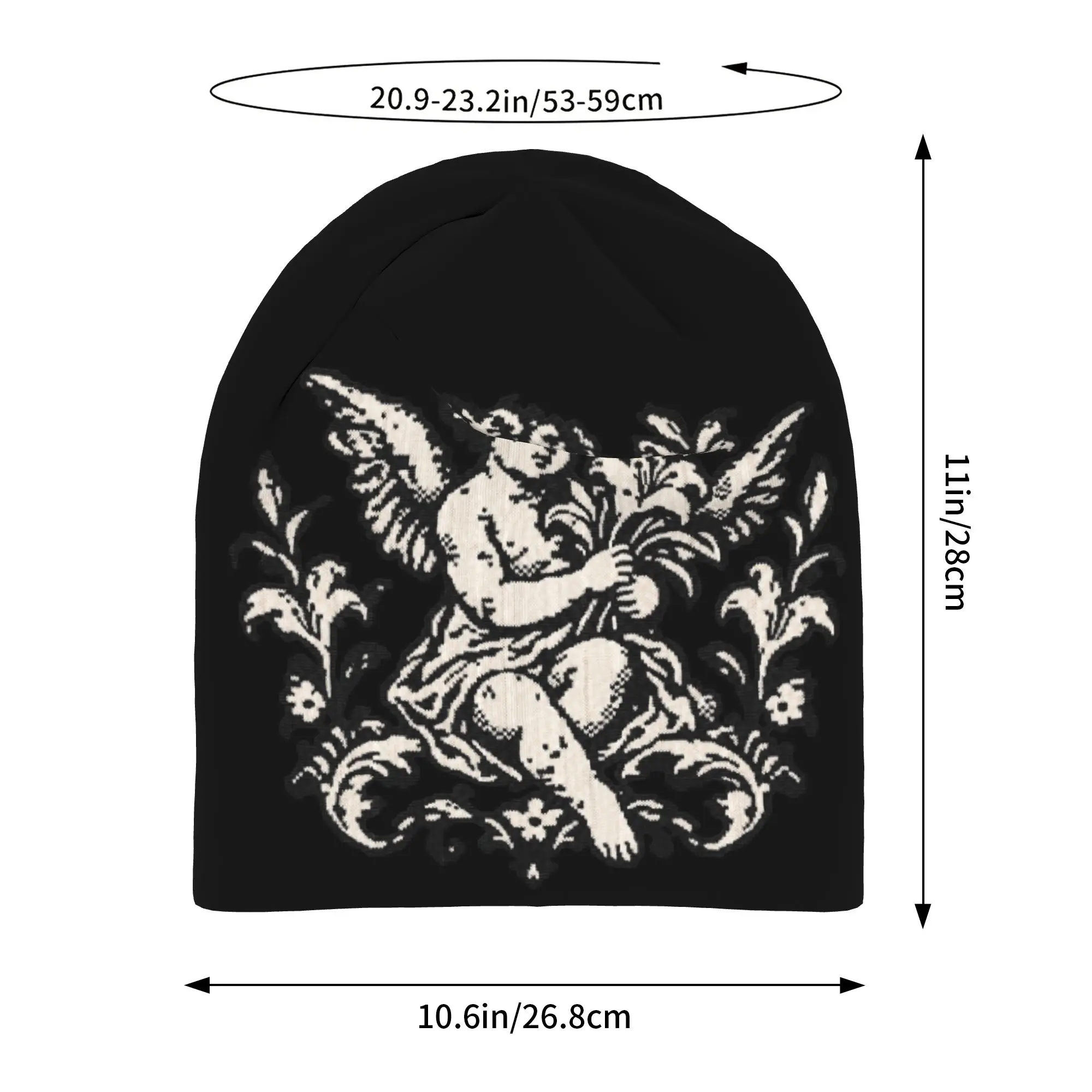 Gorros   Winter Hats Angel Holding Fresh Blooms Print Thin Hat Bonnet Special Skullies Beanies Caps Men Women's Earmuffs