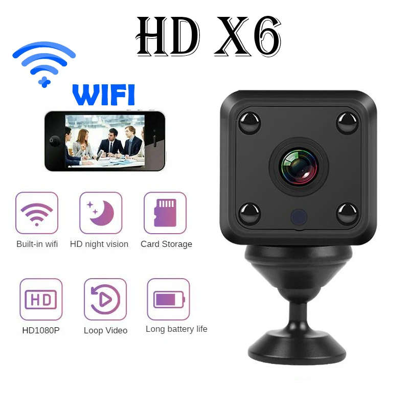 

Мини IP-камера X6 Wi-Fi Спорт HD 1080P Беспроводная система видеонаблюдения Встроенная батарея Ночное видение Умный дом Микрокамеры