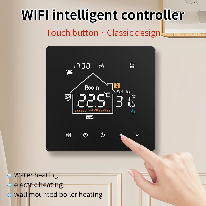 WiFi Intelligent Heating Thermostat One-Click On/Off Digital Thermostat for Electric Heating