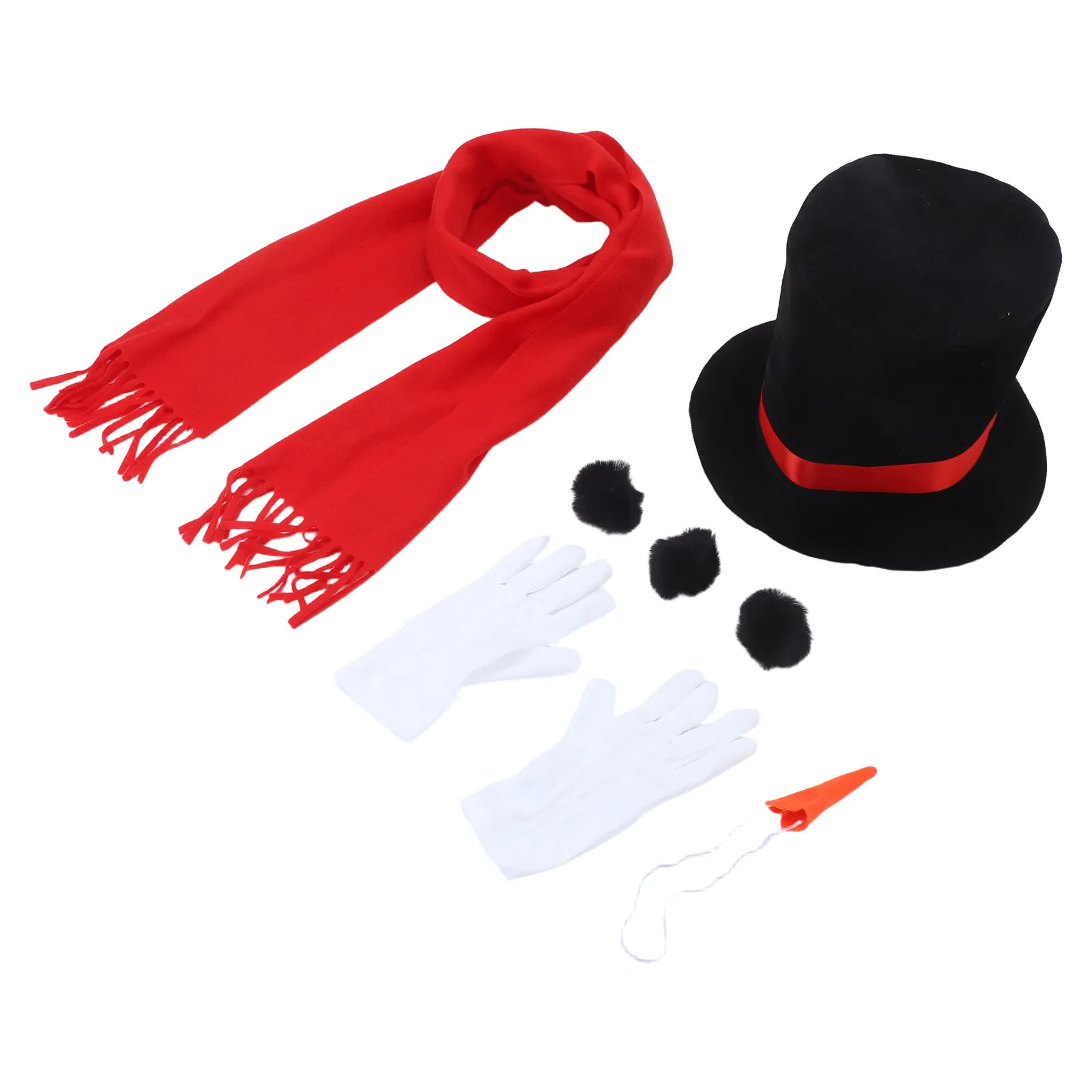 

1 set Snowman Costume Set Hat Scarf Carrot Nose Balls Winter Festive Cosplay Outfit For Holiday Party Xmas Dress Up Adults