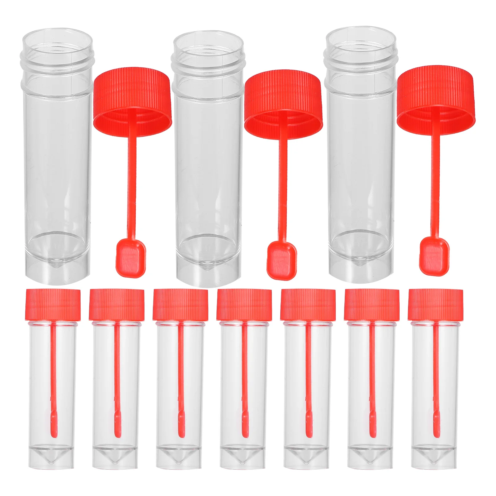 

20 Pcs Experimental Sampling Cup Specimen Cups Container Sample Red Cover for Testing Stool Pp Collection Label