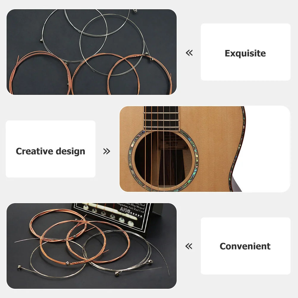 

12Pcs Folk Guitar Strings Replacement Durable Metal Strings Acoustic Guitar String Set Professional Accessories