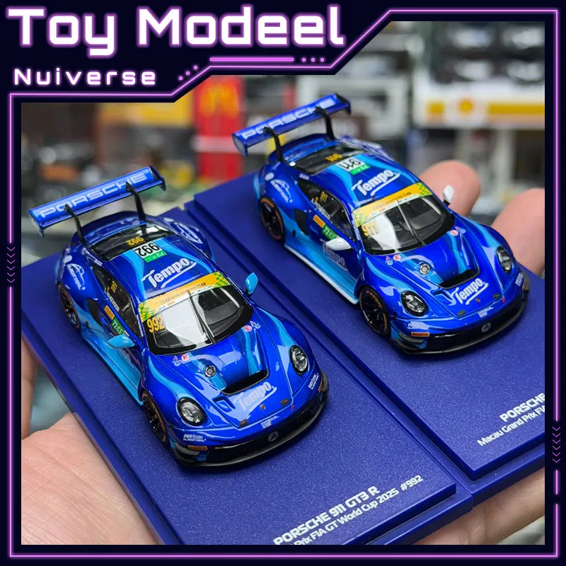 Bijna Echte 1:64 AR Porsche 911GT3 R DEBO Macau World Cup Hoogdetail Die-cast Alloy Automodel Statisch Display Hobby Perfect Cadeau