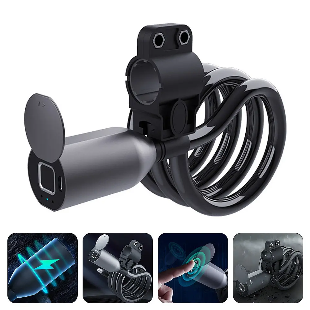 

1Set Fingerprint Bike Lock Anti-Theft Keyless Cable Lock for Bikes Motorcycles Scooters App Control Heavy Duty Waterproof