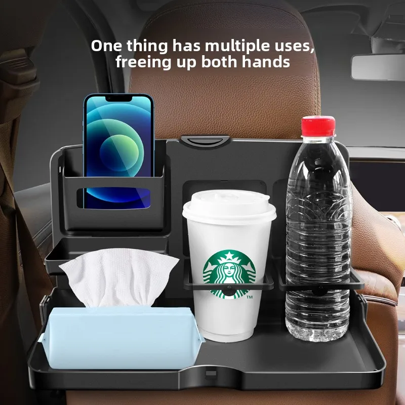 Foldable Car Back Seat Tray Table Multi-Functional Dining & Work Desk for Rear Passenger Universal Fit on Headrest Portable Car