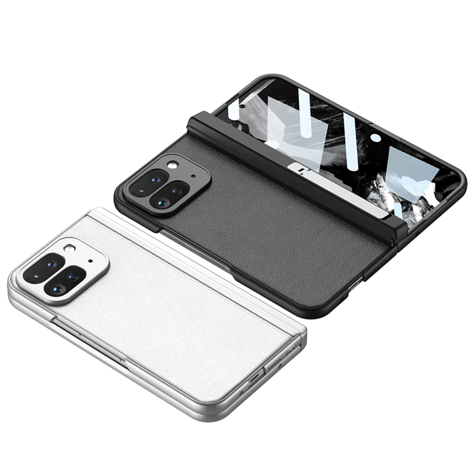 

For Google Pixel 10 9 Pro Fold Case Magnetic Hinge Holder Plain Leather Screen Glass Protective Cover For Pixel 10 Pro Fold Case