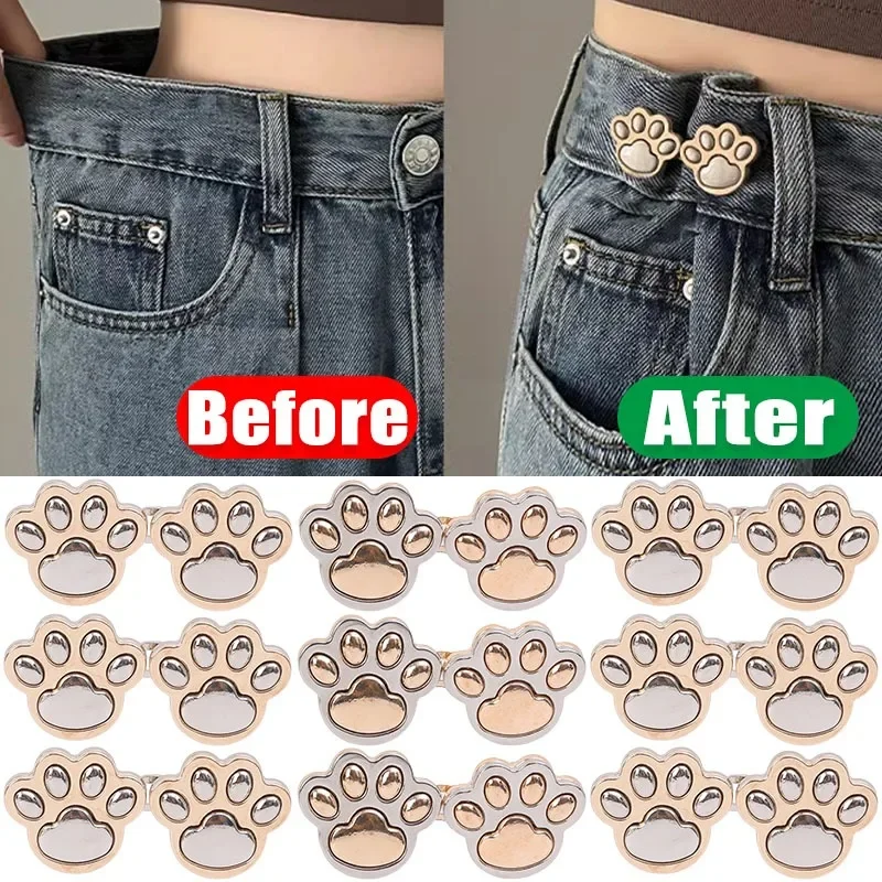 Bright Cat Claw Waist Buckle Detachable No Nail Needed Pants Snap Sturdy Tighten Jeans Button Decorative Simple Cat Paw Brooches