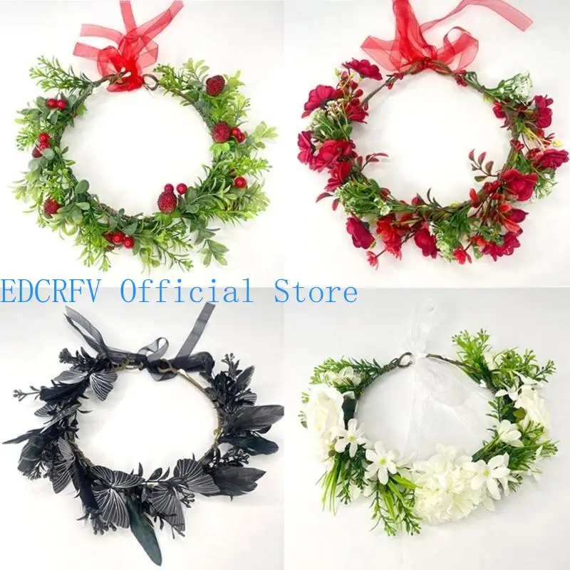 

652F Adjustable Garlands Natural Styles Light weight Flower Wreath Wedding Hair Decoration