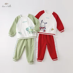 Dave Bella Spring Kid Sportswear Suit Boys Cartoon Tops Sweatpant Suit Child Clothes Girl Sweatshirt Outfit DB1230183