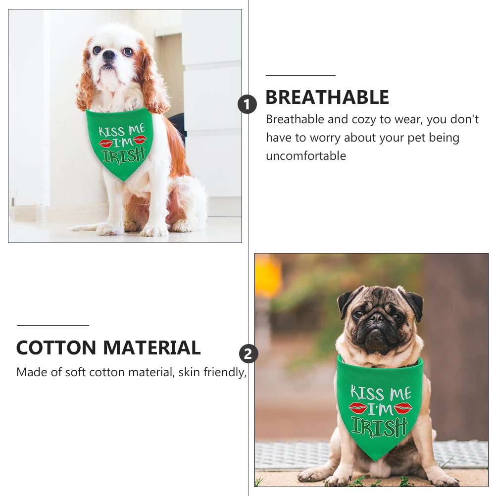 

4 Pcs Pet Triangle Scarf Cotton Costume Double Sided St Patrick Festival Bib Breathable Accessories for Halloween Wedding Party