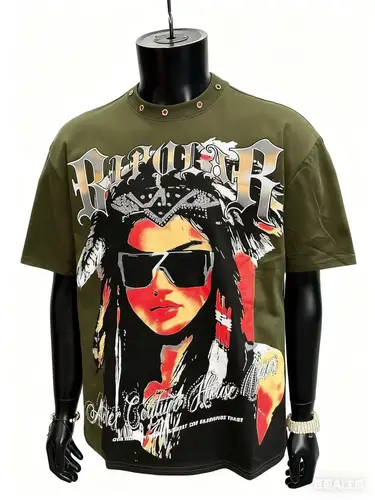 Imagen 1 del producto Nicho de moda de verano, camisetas con personalidad, estilo clásico versátil de gran tamaño, cuello redondo, manga corta, ropa de Hip-hop