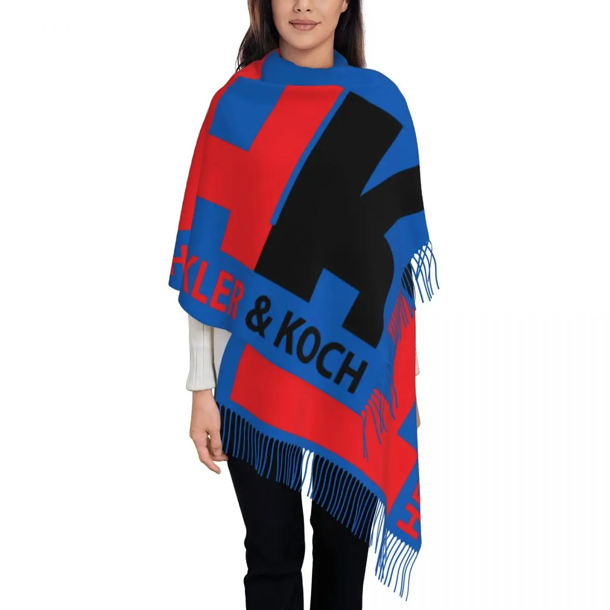 Custom Heckler And Koch Tassel Scarf Women Winter Warm Shawl Wrap Female Scarves