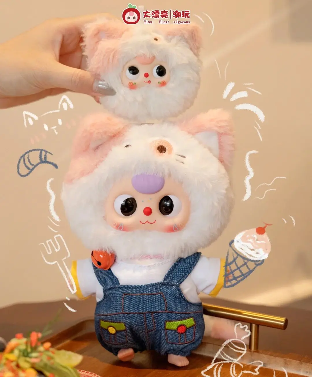 

Baby Three Genuine New Release Kitten Wardrobe Plush Vinyl Blind Box Collectible - 6pcs/Set Trendy Birthday Gift Doll