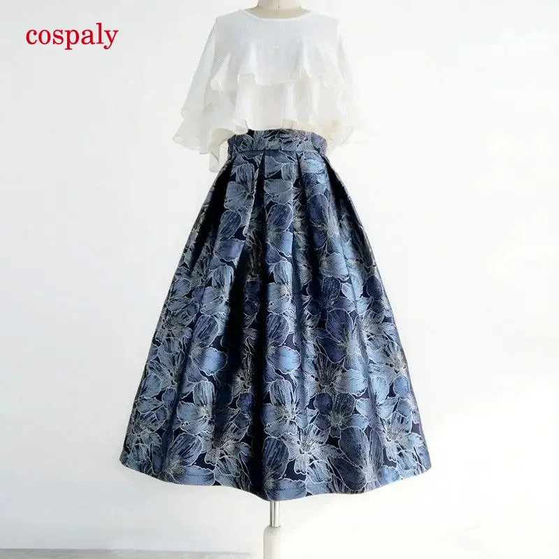 Temperament High Waist Jacquard Women Irregular Skirts High-End Streetwear Vintage All-Match A-Line Skirt Chic Tutu Skirt 2023