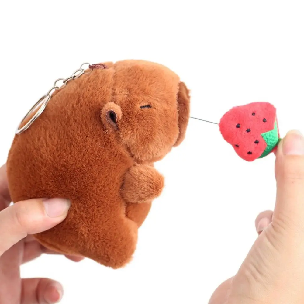 Pullable Capybara Plush Pendant Ice Cream Radish Capybara Plush Keyring Strawberry Watermelon Capybara Plushie Doll