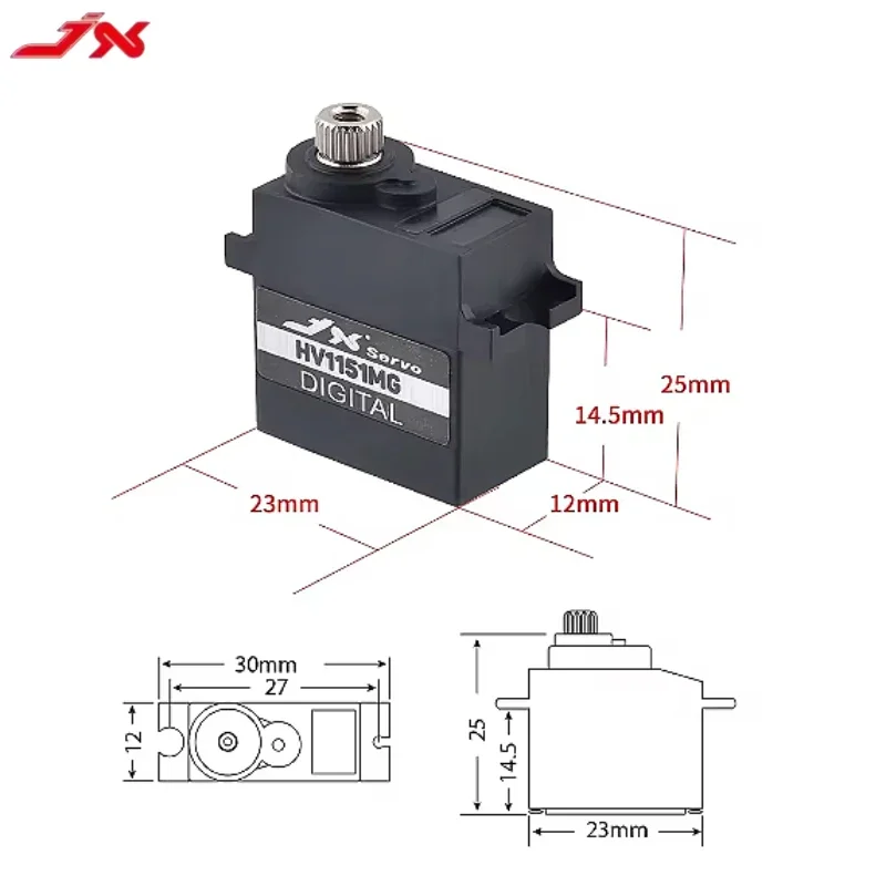 JX Servo PDI-HV1151MG 15g Core Full Waterproof HV Mini 4.5KG Metal Gear Digital Servo for FPV