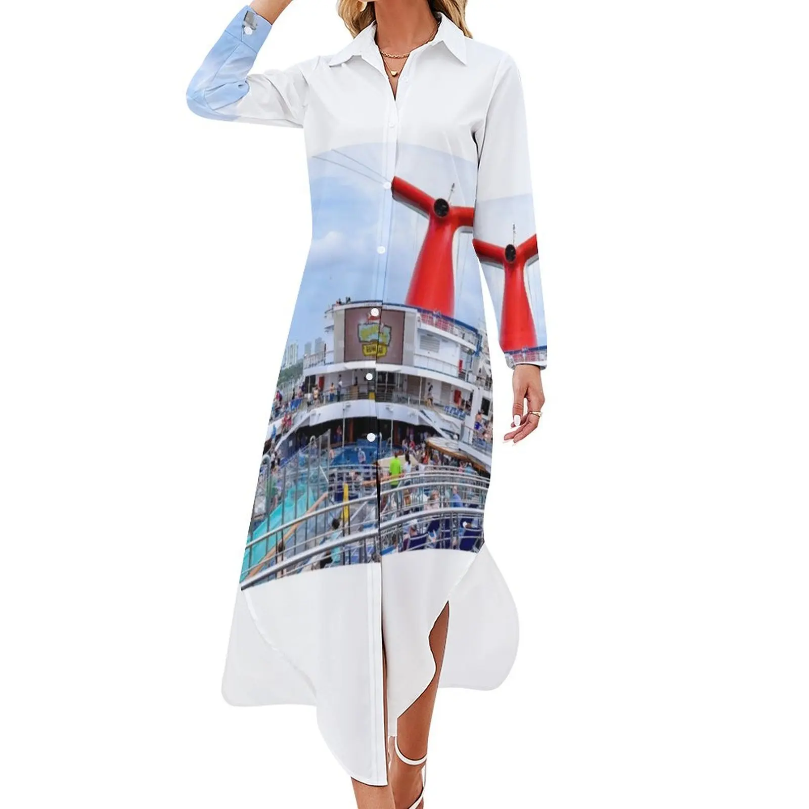 

Onboard the Carnival Liberty Cruise Ship in Miami Long Sleeved Shirt Dress dresses for women 2024 dress for women