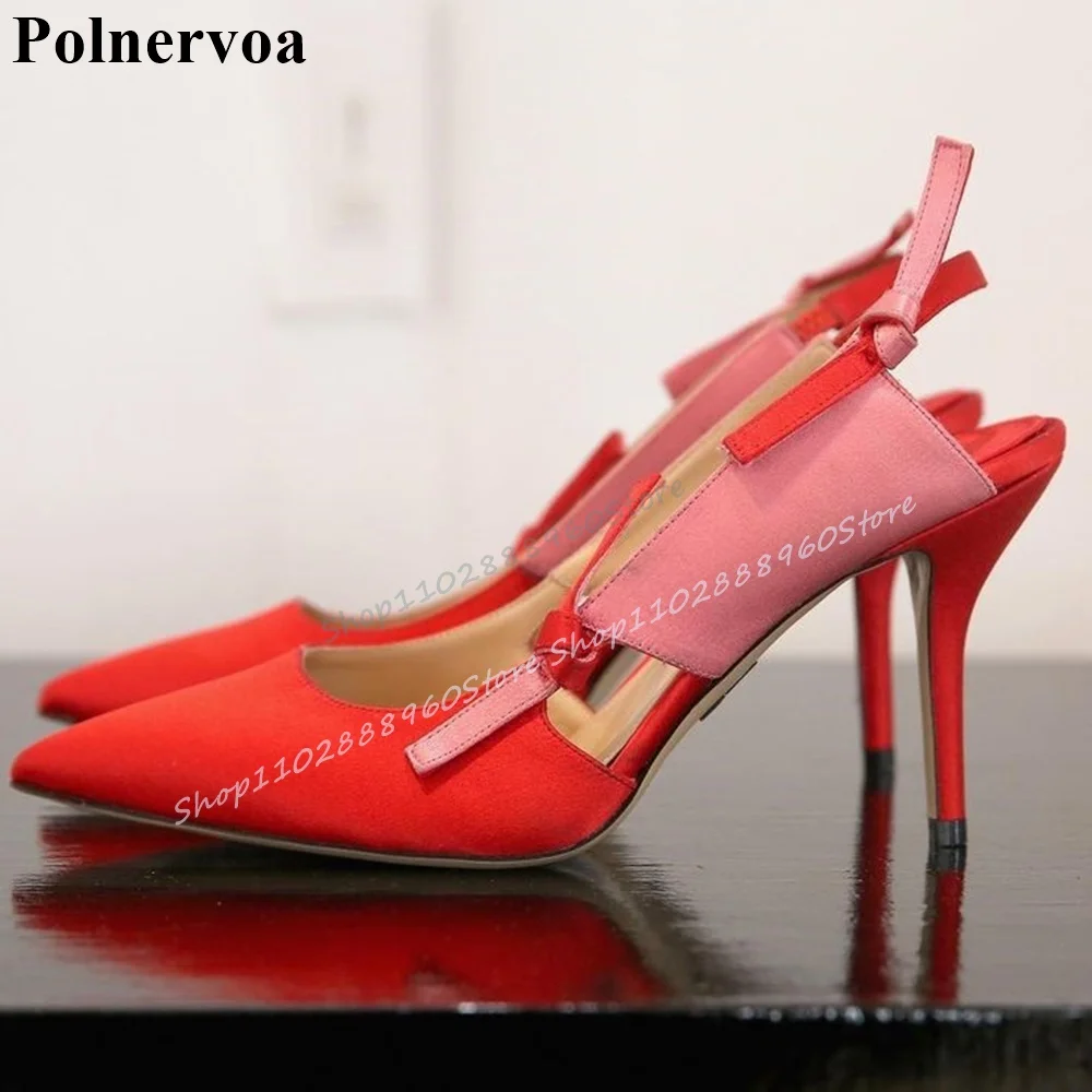 

Trendy Mixed Slingback Splicing Shallow Sandals Thin High Heel Women Shoes Slip On Pointed Toe 2026 Fashion Zapatos Para Mujere
