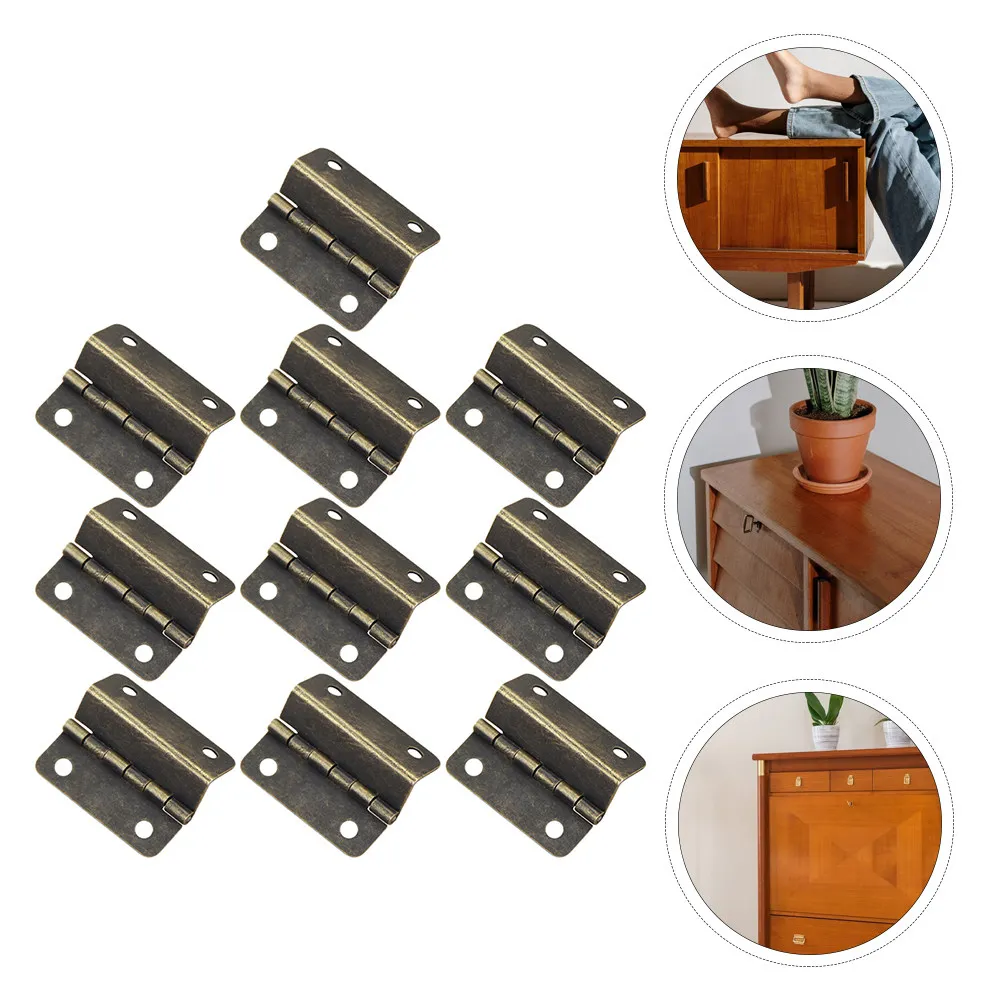10Pcs Three-Fold Right-Angle Iron Hinges for Wooden Boxes Cabinets Kitchen Living Room Dressing Mirrors Smooth Rustproof