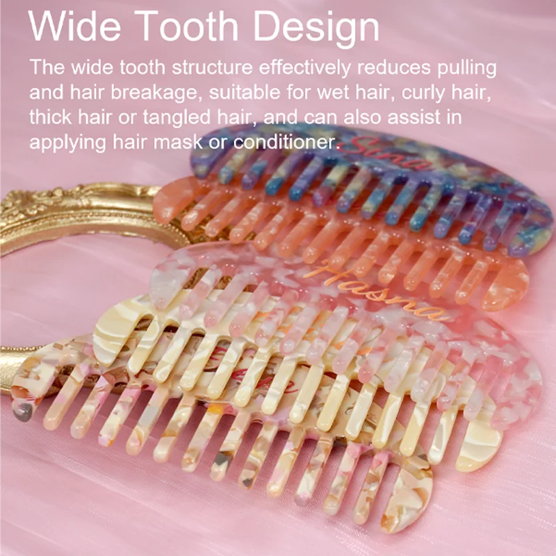 Custom Acetate Hair Combs Protable Anti-static Massage Hair Brush Hairdressing Colorful Salon Styling Tool Hair Accessories