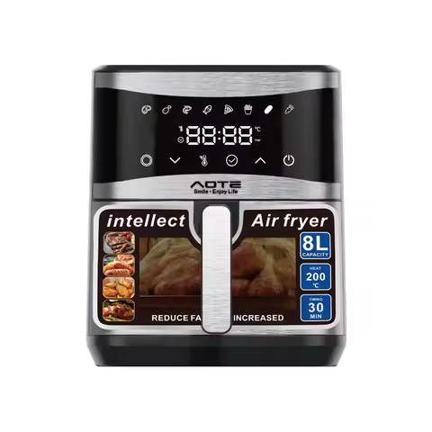 Grande capacidade 8l pote duplo fritadeira de ar de aço inoxidável multifuncional forno elétrico cesta dupla para batatas fritas