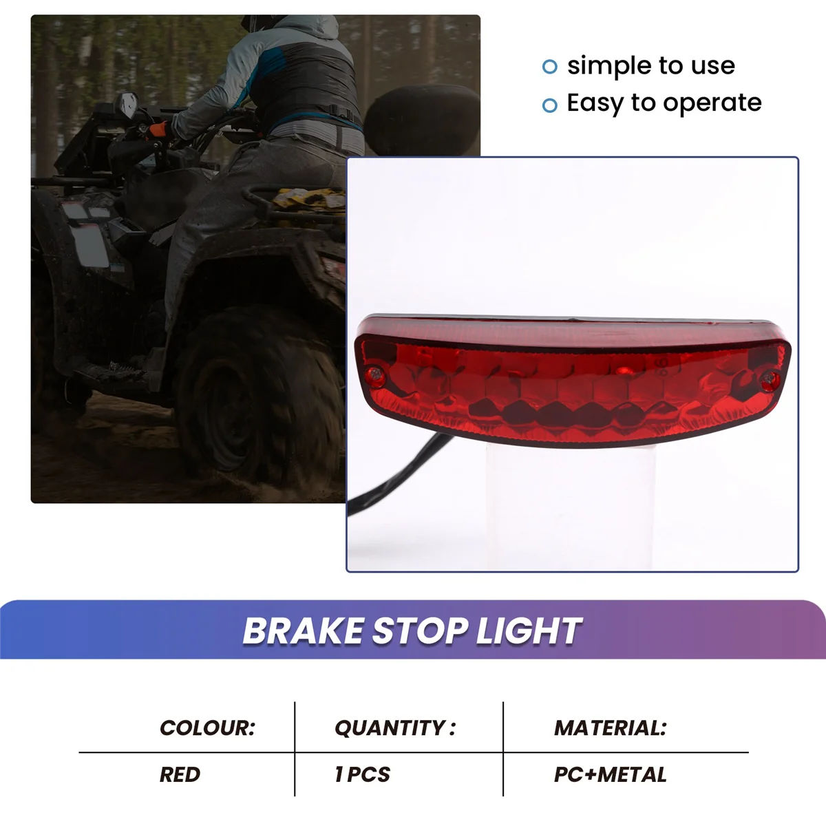 ATV 12V 3 fili Stop luce di Stop targa fanale posteriore rosso per ATV fuoristrada accessori per lampade di segnalazione per moto luci per auto