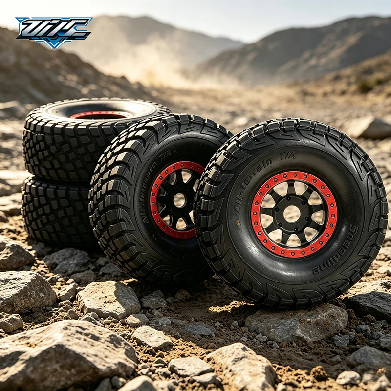 Glued Nylon RC Wheel Rims & Tires, All Terrain Off-Road Desert Tyres For 1/7 ARRMA Mojave 6S UDR Unlimited Desert Racer RC Truck