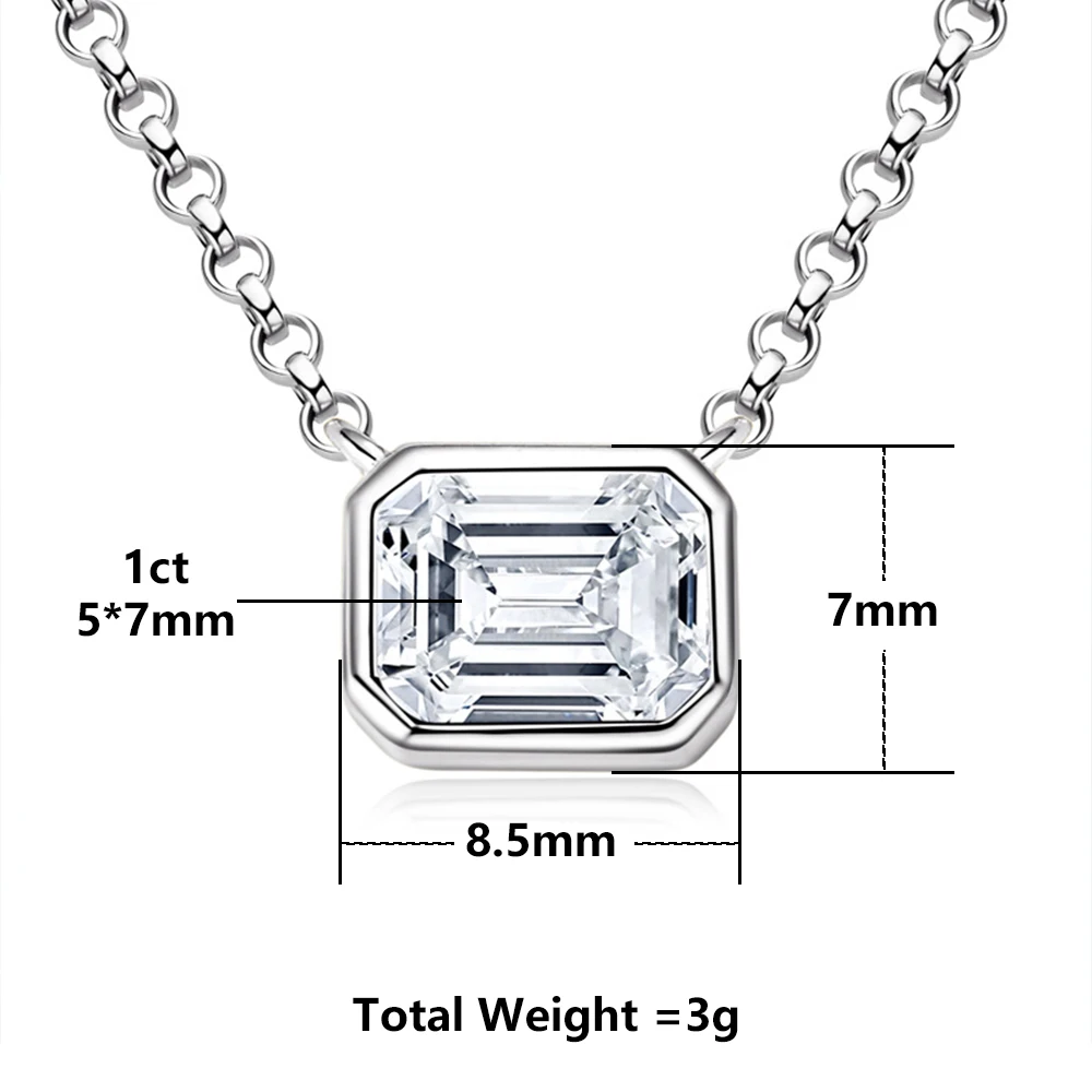 

Big Hit 1cctw изумрудной огранки с муассанитом S925, серебряное ожерелье с подвеской для модных простых офисных женщин, аксессуары для поездок на работу